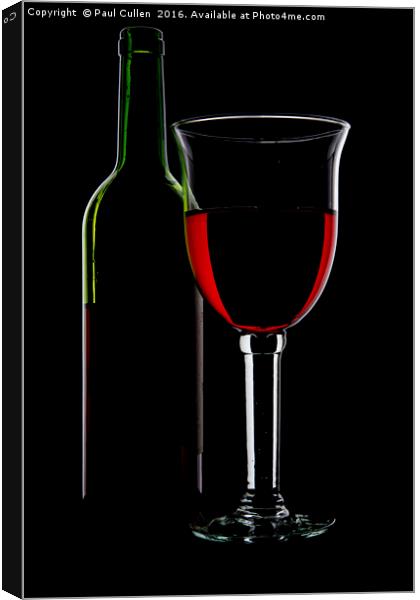 Bottle of Wine and Glass. Canvas Print by Paul Cullen