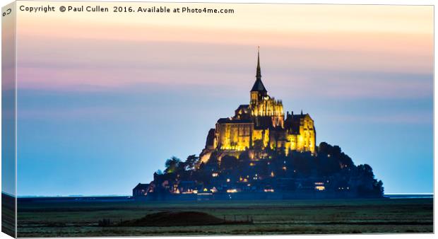 Le Mont Saint-Michel at sunset. Canvas Print by Paul Cullen