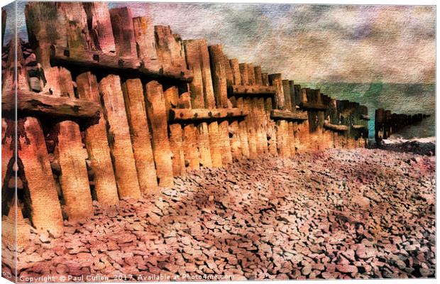 The Groynes at Porlock Weir. Canvas Print by Paul Cullen