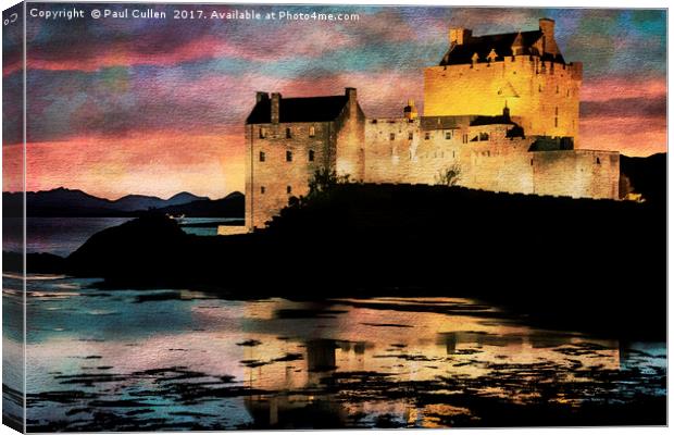 Eilean Donan Castle Watercolour Effect. Canvas Print by Paul Cullen