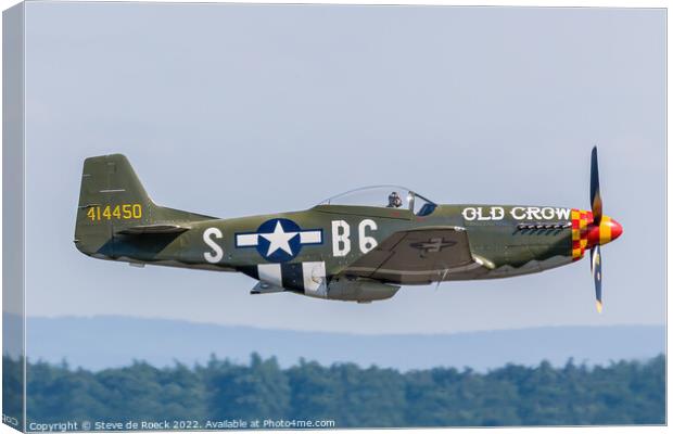 Low Fly By P51D Mustang Canvas Print by Steve de Roeck