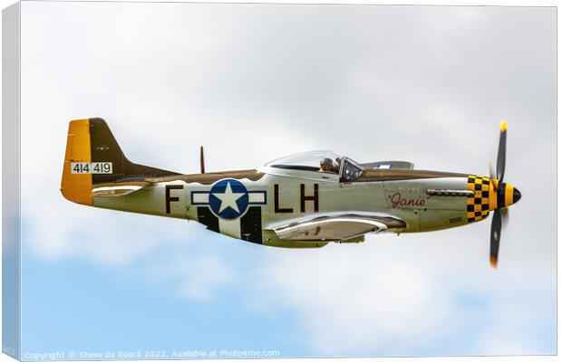 North American P51D Mustang Janie Canvas Print by Steve de Roeck