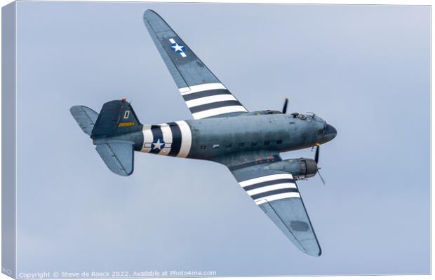 Douglas DC3 In D-Day Markings Canvas Print by Steve de Roeck