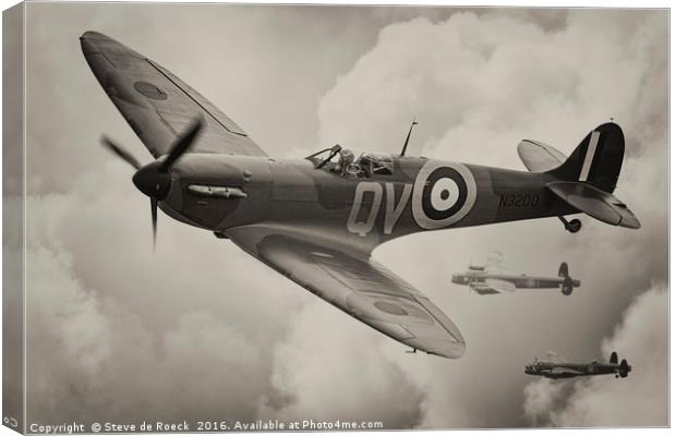 Spitfire Escort Canvas Print by Steve de Roeck