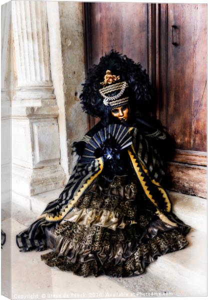 Carnival Disguise; Black And Gold. Canvas Print by Steve de Roeck