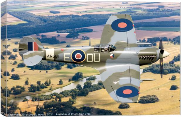 Spitfire Over Norfolk Canvas Print by Steve de Roeck