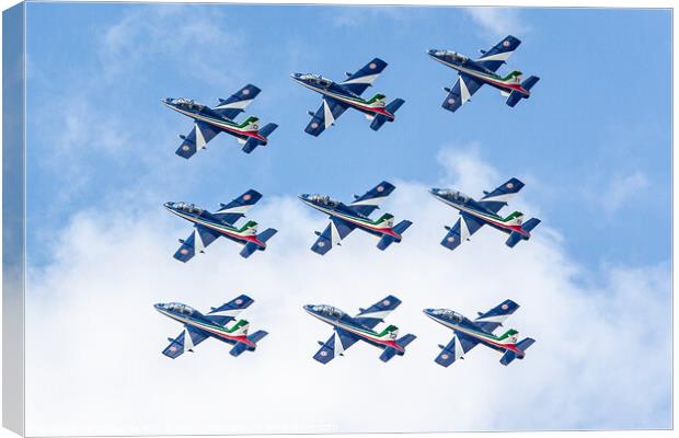 Frecce Tricolore Perfect Flying Canvas Print by Steve de Roeck