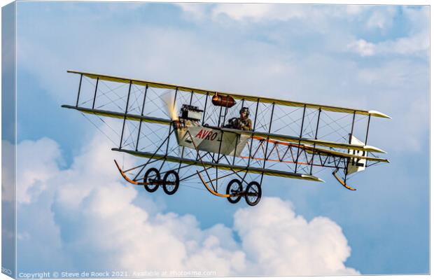 Avro Triplane In A Cloudy Sky Canvas Print by Steve de Roeck