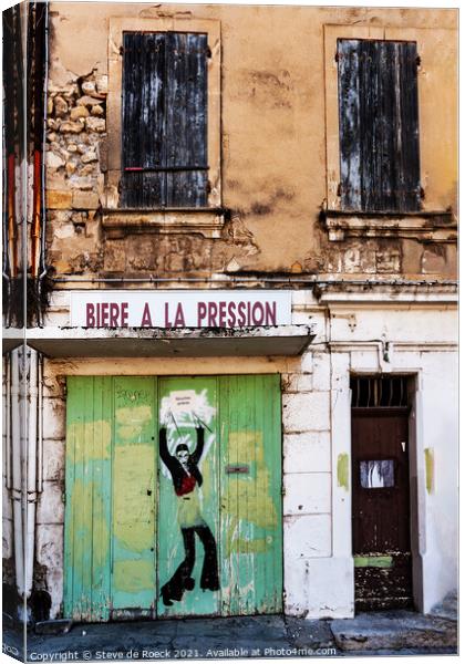 Old Building, New Sign, Arles Canvas Print by Steve de Roeck
