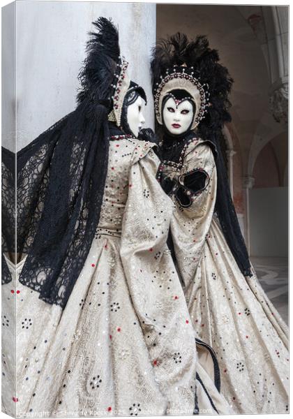 Black & White At The Carnival Of Venice Canvas Print by Steve de Roeck