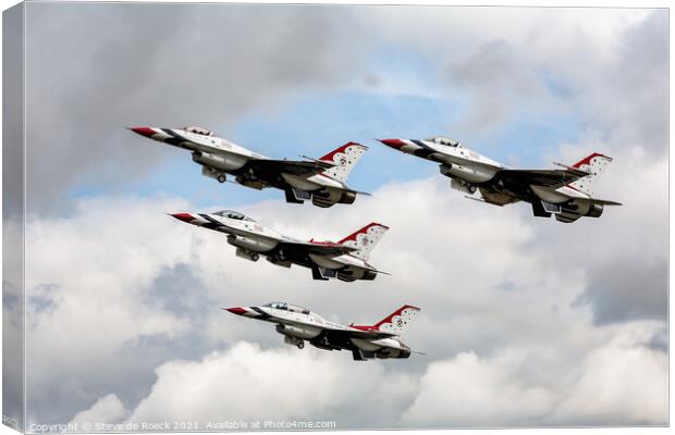 Thunderbirds F16 Fighting Falcons Aerobatic Team Canvas Print by Steve de Roeck