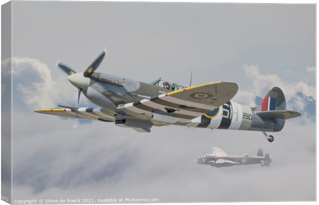 Spitfire Escort Canvas Print by Steve de Roeck