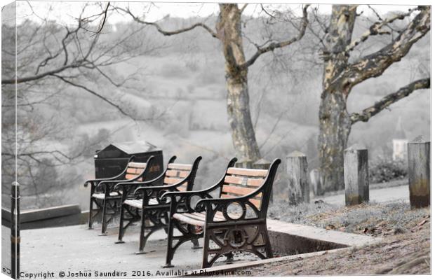 Winter Benches Canvas Print by Joshua Saunders