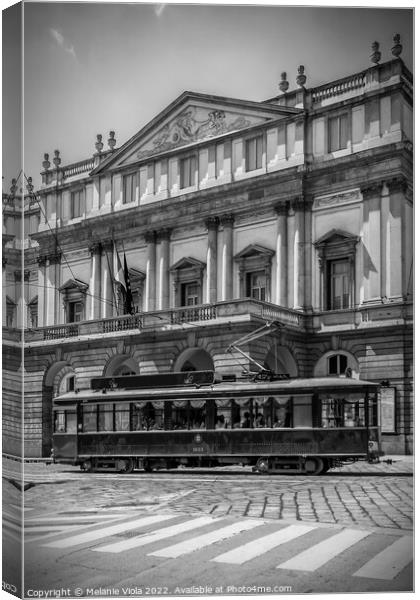 MILAN Teatro alla Scala & Tram | monochrome Canvas Print by Melanie Viola