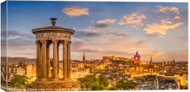 Magical sunset over Edinburgh - panorama Canvas Print by Melanie Viola