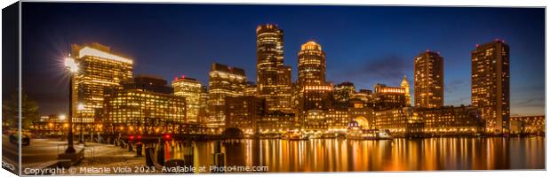 BOSTON Fan Pier Park & Skyline in the evening | Panoramic Canvas Print by Melanie Viola