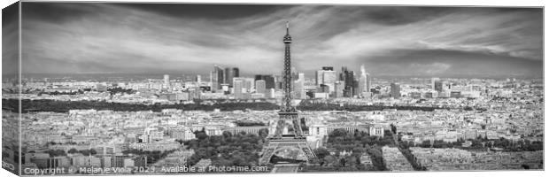 Paris Skyline | Monochrome Panorama Canvas Print by Melanie Viola