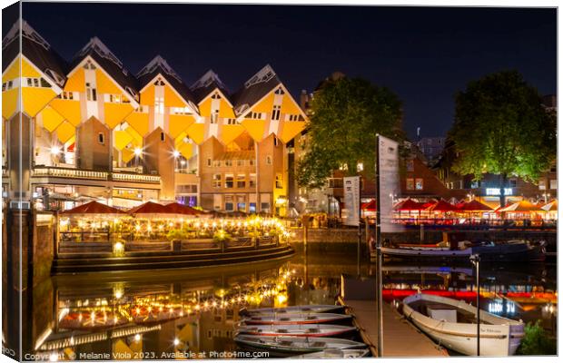 ROTTERDAM Oude Haven and Cube Houses by night Canvas Print by Melanie Viola