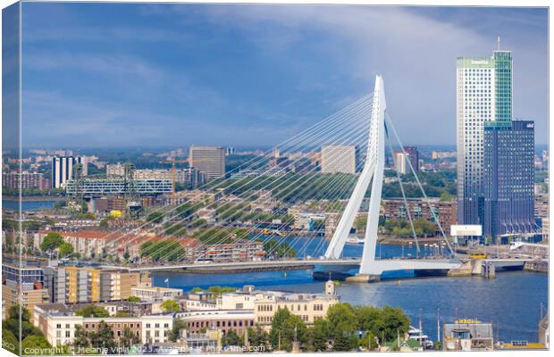 View from the Euromast towards Erasmusbrug Canvas Print by Melanie Viola