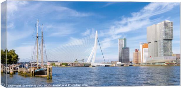 On the banks of the Nieuwe Maas in Rotterdam | Panorama Canvas Print by Melanie Viola