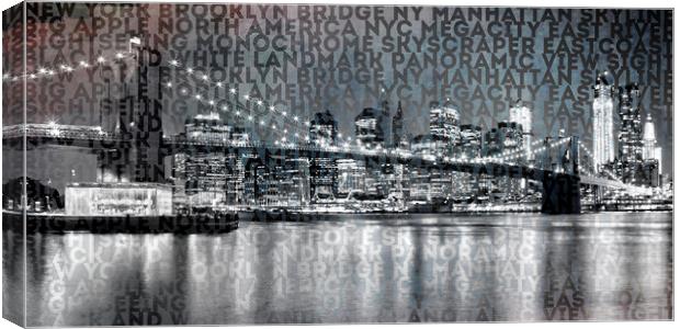 Urban-Art NYC Brooklyn Bridge III Canvas Print by Melanie Viola