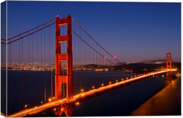 Golden Gate Bridge at Night Canvas Print by Melanie Viola