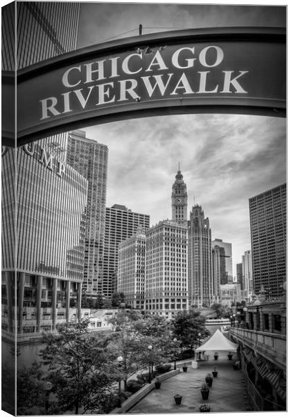 CHICAGO River Walk black and white Canvas Print by Melanie Viola