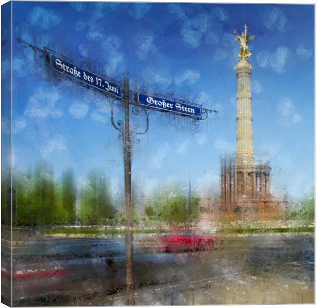 City-Art Berlin Victory Column Canvas Print by Melanie Viola