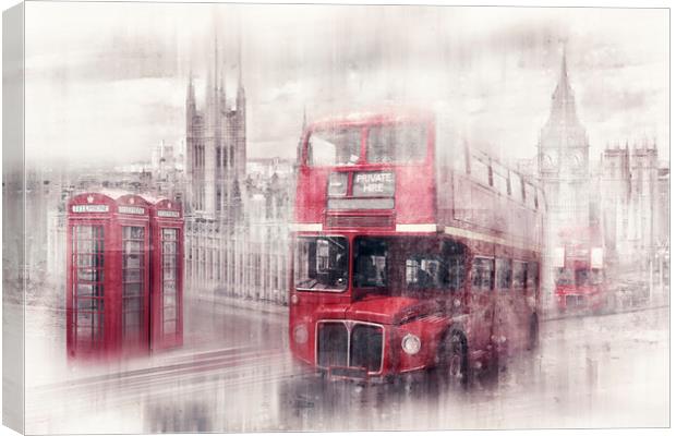 City-Art LONDON Westminster Collage Canvas Print by Melanie Viola