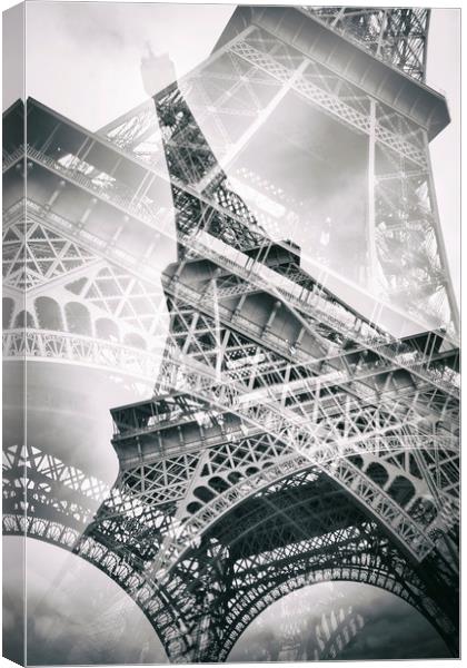 Eiffel Tower Double Exposure Canvas Print by Melanie Viola