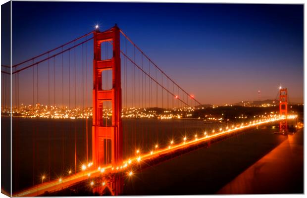Evening Cityscape of Golden Gate Bridge  Canvas Print by Melanie Viola