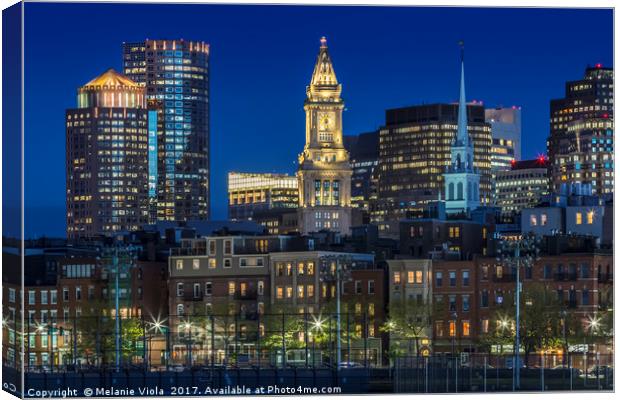 BOSTON Evening Skyline of North End & Financial Di Canvas Print by Melanie Viola