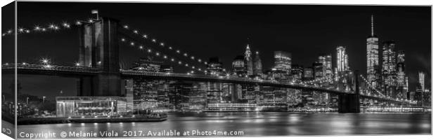 MANHATTAN SKYLINE Nightly Impressions | Panoramic  Canvas Print by Melanie Viola