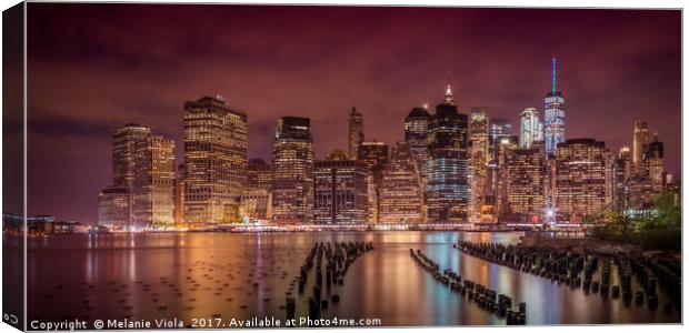 NEW YORK CITY Nightly Impressions | Panoramic Canvas Print by Melanie Viola