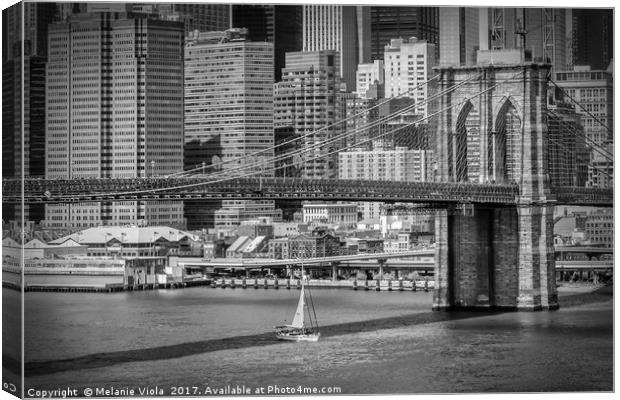NEW YORK CITY Brooklyn Bridge & Manhattan Skyline Canvas Print by Melanie Viola