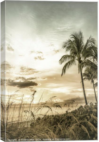 BONITA BEACH Bright Sunset | Vintage Canvas Print by Melanie Viola