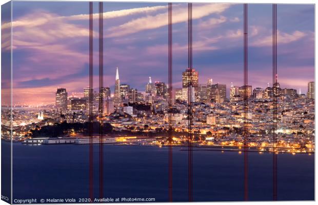 SAN FRANCISCO Evening Skyline  Canvas Print by Melanie Viola