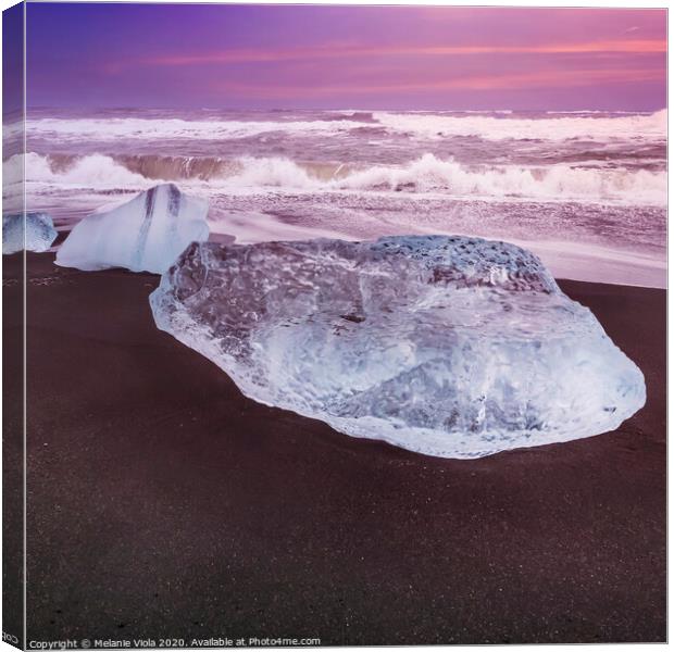 ICELAND Blocks of ice on the coast  Canvas Print by Melanie Viola