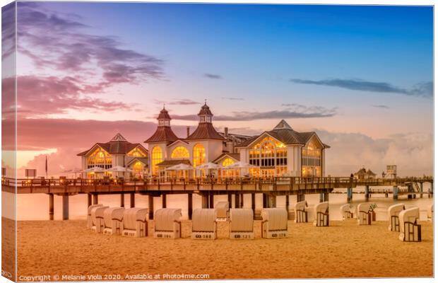 BALTIC SEA Sellin Pier during sunset Canvas Print by Melanie Viola