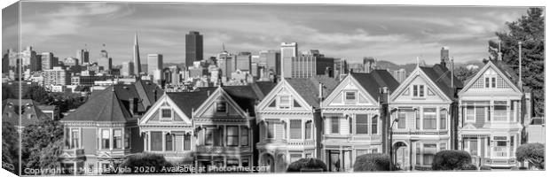 Painted Ladies & San Francisco Skyline | Monochrome Canvas Print by Melanie Viola