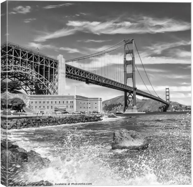 GOLDEN GATE BRIDGE Coastline Impression | Monochrome Canvas Print by Melanie Viola