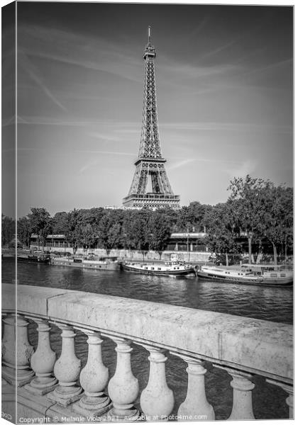PARIS Eiffel Tower & River Seine | Monochrome Canvas Print by Melanie Viola