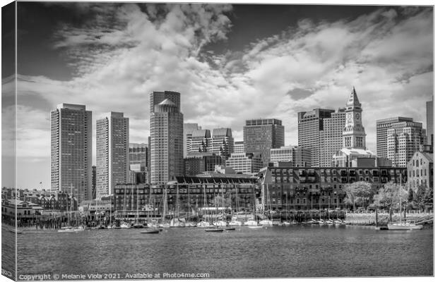 BOSTON Skyline North End & Financial District | Monochrome Canvas Print by Melanie Viola