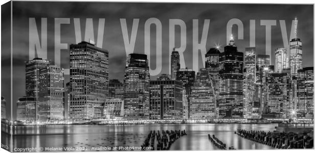 NEW YORK CITY Skyline | Monochrome Panorama Canvas Print by Melanie Viola