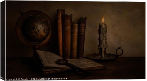 Candlelight Reading Canvas Print by Angela H