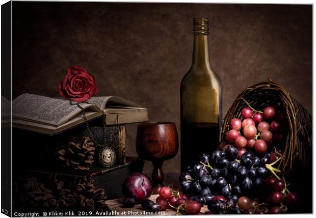 Wine and Grapes Canvas Print by Angela H