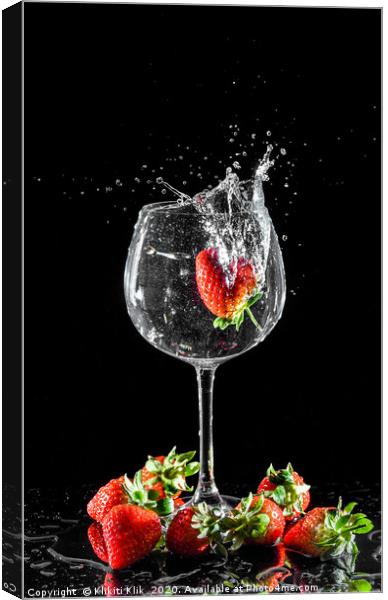 Strawberry Splash Canvas Print by Angela H