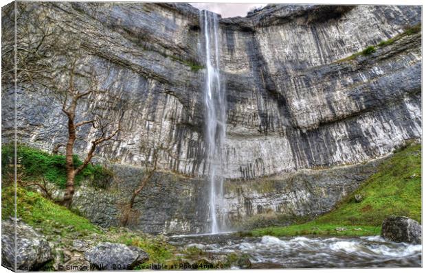 Malham Cove Waterfall Canvas Print by Simon Wells