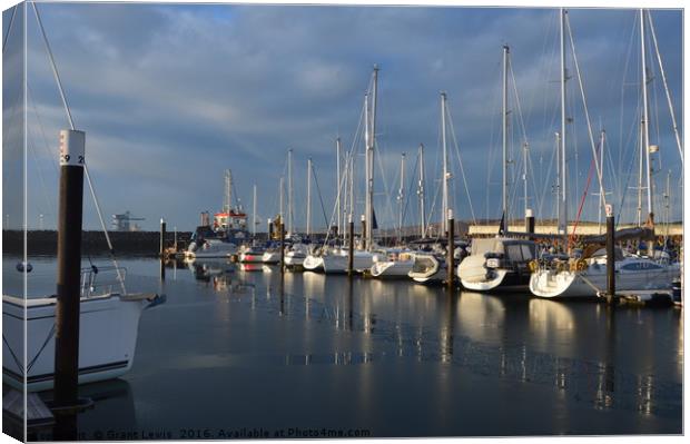 Frosty view from Largs Marina towards Great Cambra Canvas Print by Grant Lewis