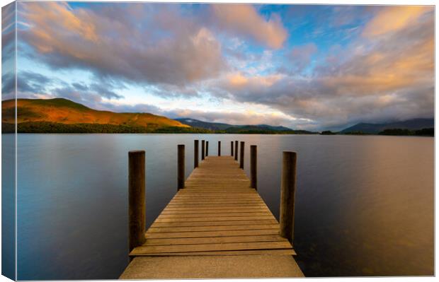 Ashness' Landing Jetty at sunrise  Canvas Print by Michael Brookes